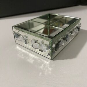 Elegant Mirrored Box with Crystal/Stone Accents